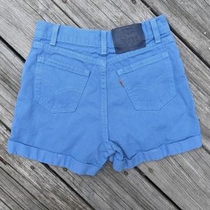 Vintage 90's Levi's Orange Tab cuffed Blue Denim Jean Shorts